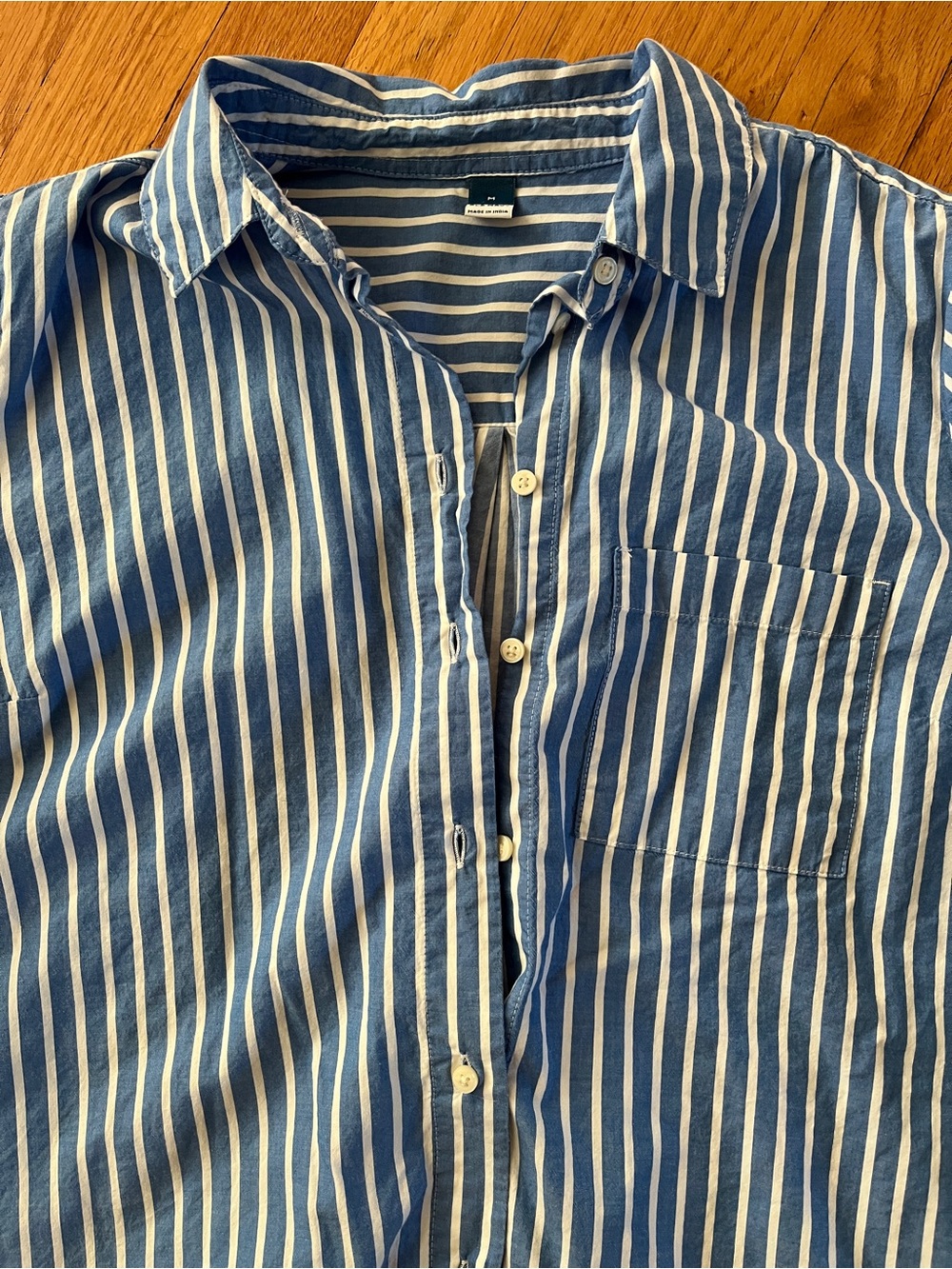 Old Navy Blue and White Striped Sleeveless Mini Shirt Dress